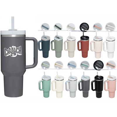 40 Oz. Vacuum Travel Tumbler w/Handle And Straw