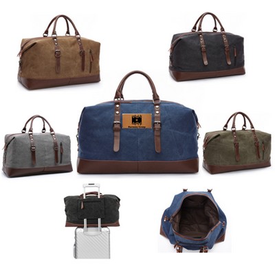 Vintage Canvas Leather Weekender Duffel Bag – Large Travel Overnight Bag