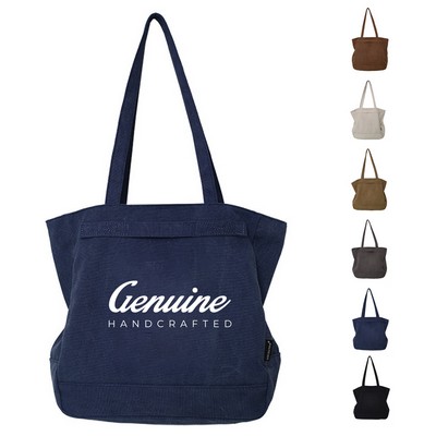 Zippered Canvas Tote Shopping Bag