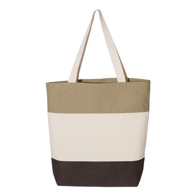 Q-Teesª Canvas Tri Color Tote Bag (Blank)