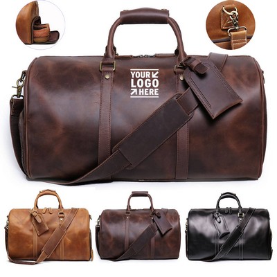 Genuine Leather Gym Duffle Bag for Sports & Travel