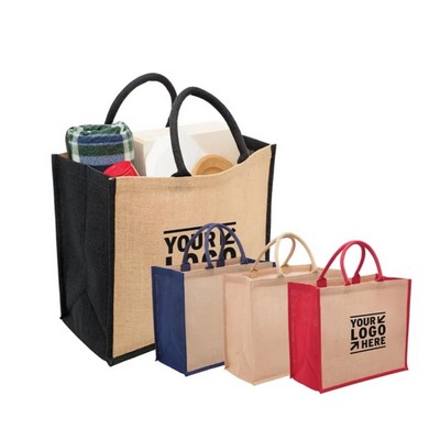 Jute Shopper Tote Bag