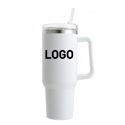 40oz Stainless Steel Travel Tumbler with Handle & Straw