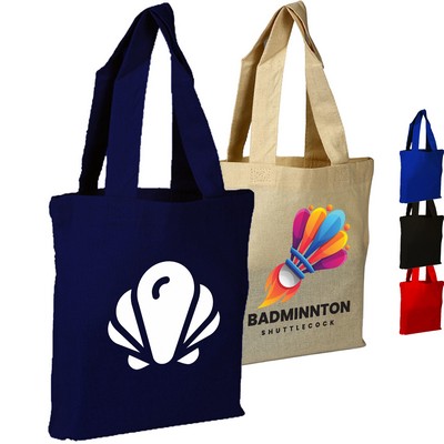 100% Cotton Canvas Sheeting Tote Bag w/ Mini Gusset USA Decorated (8" x 8")